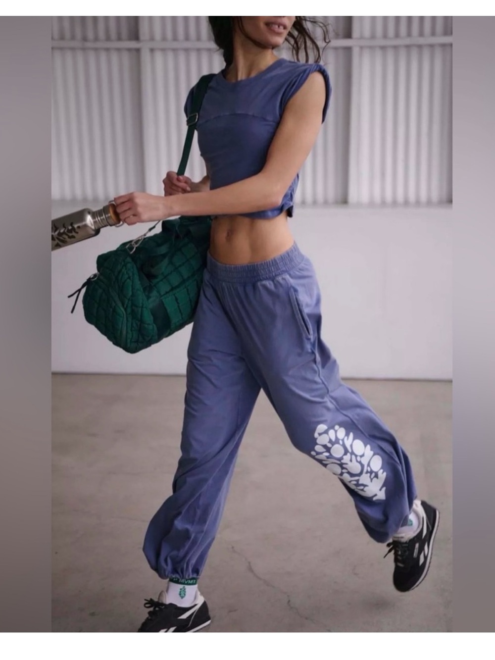NWT Free People x FP Movement Hot Shot Logo Crossover Set in Blue Indigo Sz L - Picture 9 of 11